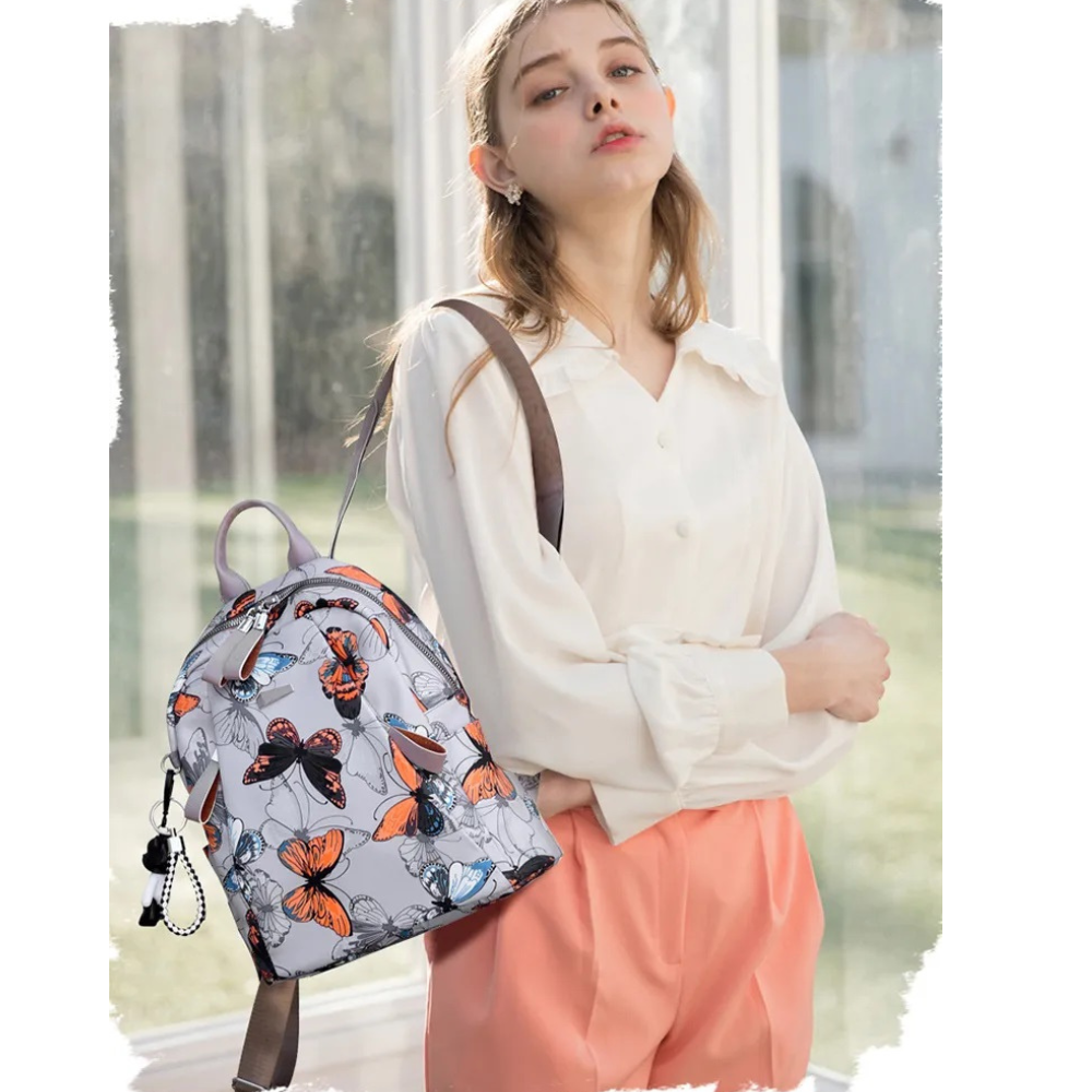 Mochila Mariposas Con Llavero